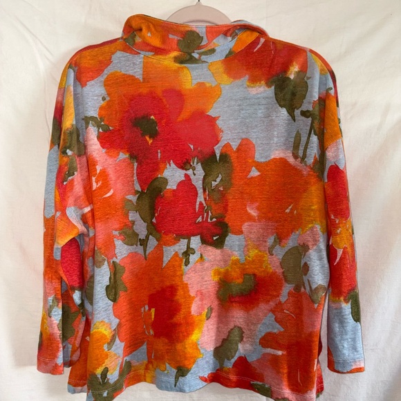 Joie Floral Blouse - Red, Orange, Green, Blue - Picture 2 of 3